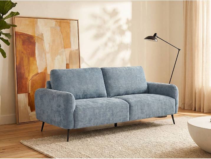 Sofa 3 Personen aus strukturiertem Stoff in Blau LETROSA