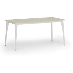 Konferenztisch PRIMO OMEGA, 160x80 cm, weißes Metallgestell, Birke