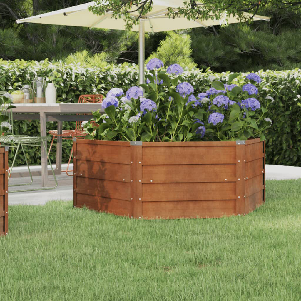 Dakota Fields Garden Raised Bed Rusty Corten Steel 129 x 129 x 45 cm