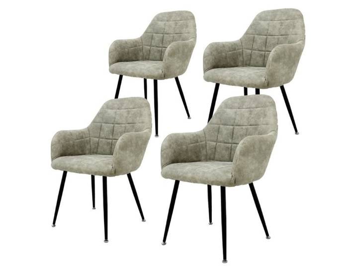 ECD Germany Lot de 4 Chaises de Salle à Manger - Assise Siège Rembourrée en Velours - Structure en Métal - Fauteuil avec Accoudoir
