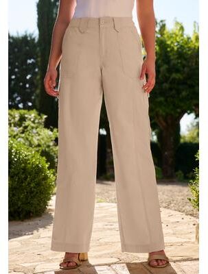 Plus Size Women's Wide-Leg Cargo Pants by Roaman's in New Khaki (Size 22 W)