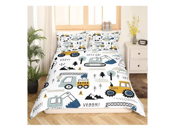 LuxusKollektion Kinderbettwäsche Bettwäsche Auto 200x200cm 2tlg. Mehrfarbig