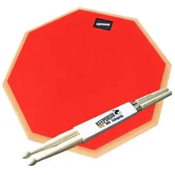 keepdrum DP-RD12 Drum Practice Pad Rot 12 mit Drumsticks, Schlagzeug Zubehör, Rot