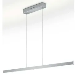 Knapstein LED Pendelleuchte LINN-L128, 128cm, Up/Down, 40W 2700K, CRi >90, mit Gestensteuerung, verstellbar, Mattnickel GKS-51.488.05
