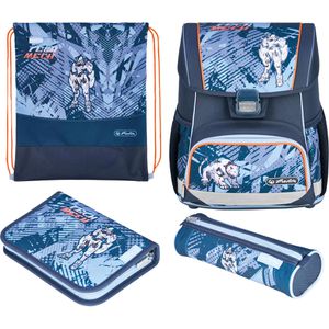 Herlitz Schulranzen Loop Plus TechMech, 4-teilig, 1. - 4. Klasse, dunkelblau, für Jungen