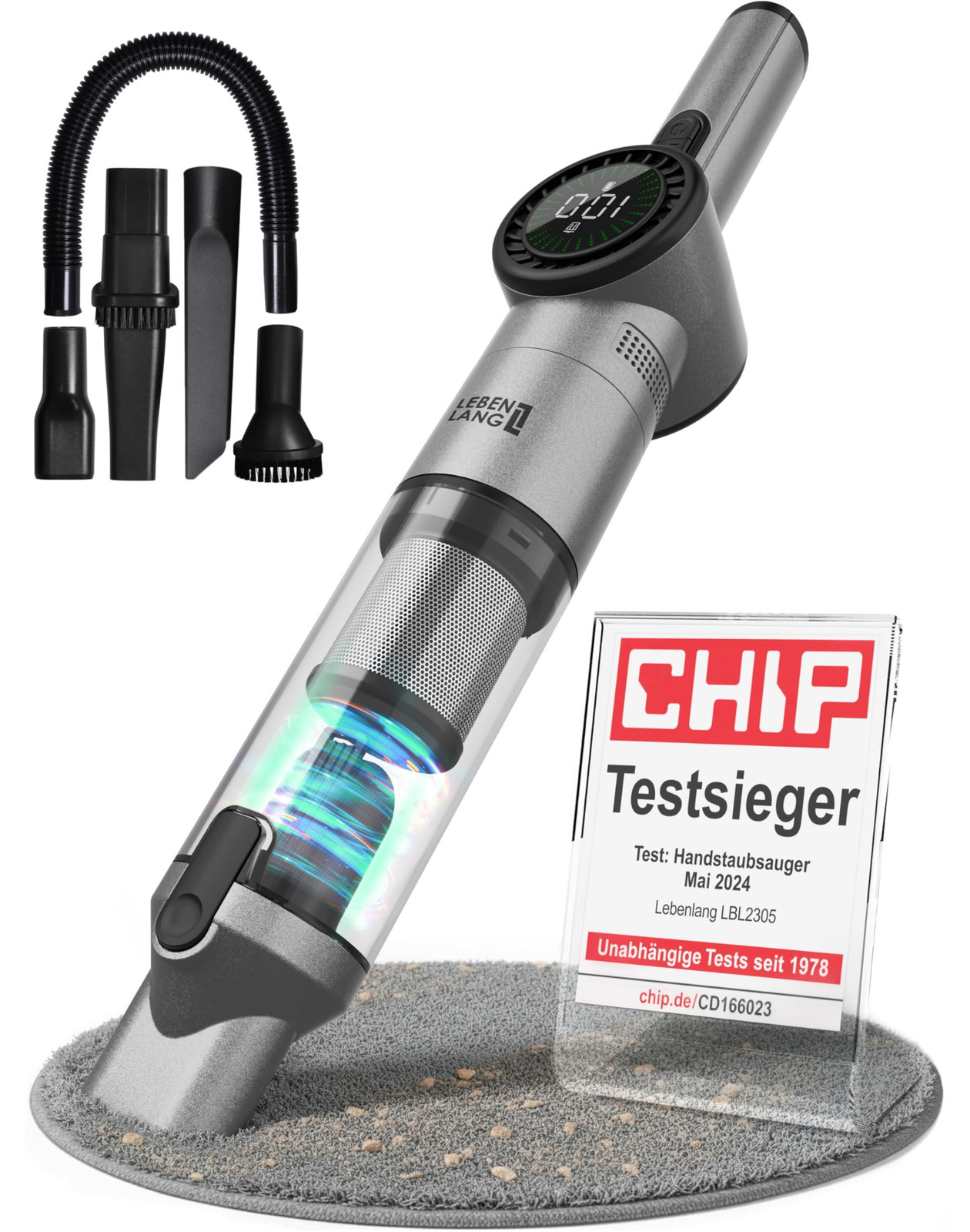 Leben Lang LBL2305 Accu-stofzuiger zonder zak inclusief oplader met display