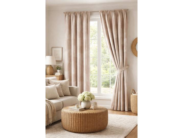 Vorhang WECKBRODT Ornella, 2 Stück, Kräuselband, blickdicht, eleganter Dekoschal , beige (natur), B:145cm H:175cm, Polyester, Gardinen, Vorhang, Dekoschal, blickdicht, marmoriert, Universalschienenband, Gardine