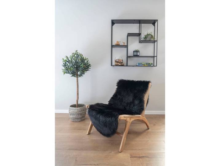 Tapis en peau Lambskin Artificial II Noir/Noir 180 x 60cm Tissu