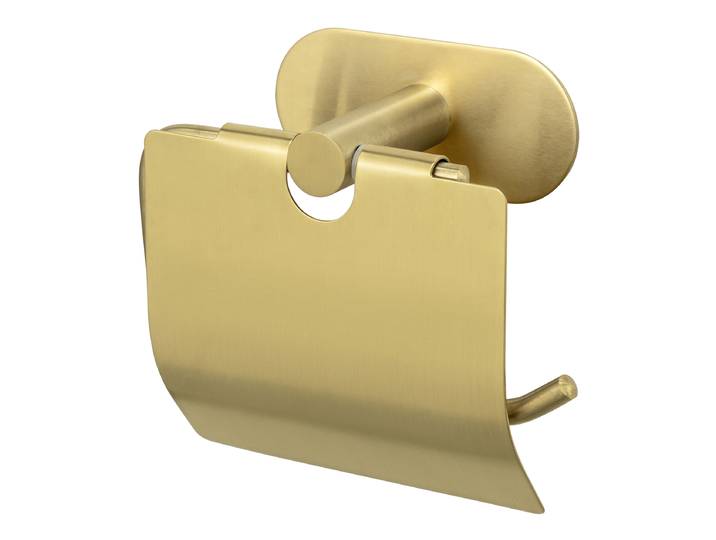 Porte-papier WC Orea type B Porte-papier toilette : acier inoxydable, brossé Doré/Doré 14 x 13 x 7cm