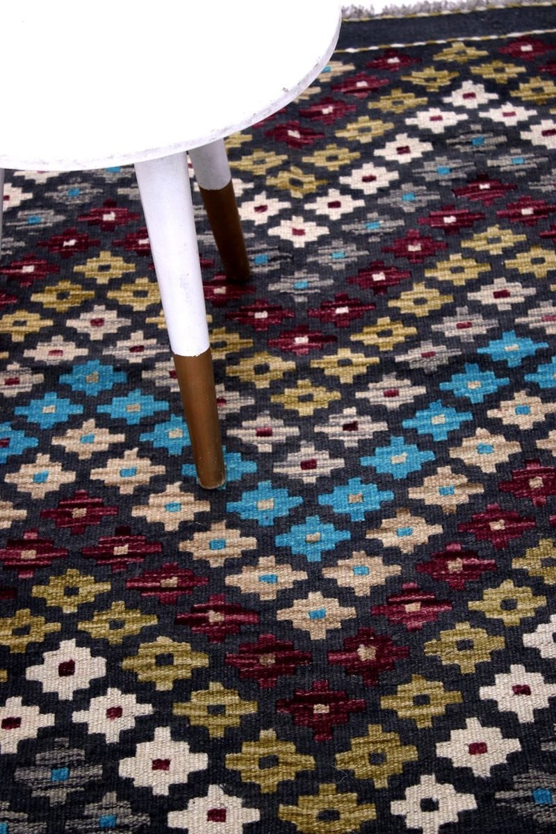 Handgeweven Wollen Kelim Vloerkleed Koho Afghan Modern - Kleurrijk