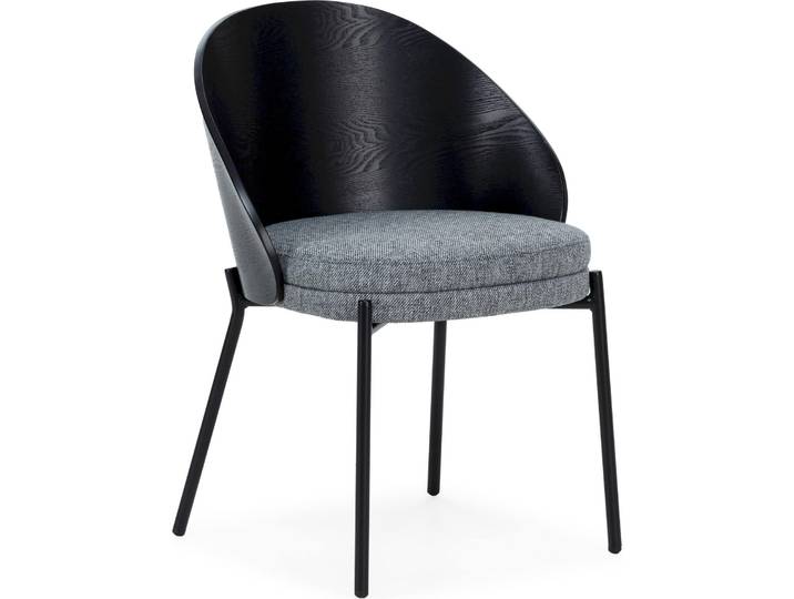 Chaise Élégante En Tissu Et Bois Thai Natura - Gris Anthracite Et Nuances De Noir