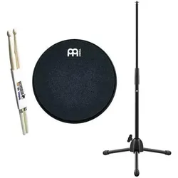Meinl MMP12BK Practice Pad mit Ständer mit Sticks, Schlagzeug Zubehör, Schwarz