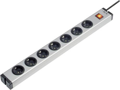Ehmann 0601x00072031 Steckdosenleiste mit Schalter 7fach Aluminium Schutzkontakt 1St.