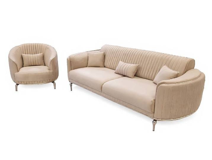 JVmoebel Polstergarnitur Modernes Design Sofa mit hochwertiger Polsterung in neutralen Farben, (2-tlg., Sofa/Sessel), Made in Europa
