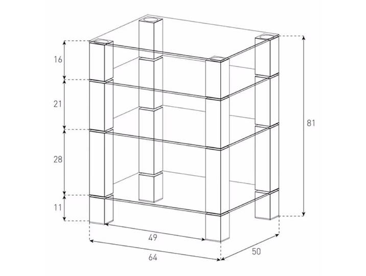 Balcar RX5040-C-INX HiFi-Rack RX5040 Klarglas – TV Möbel – silber