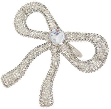 Saro Beaded Bow Napkin Rings (Set of 4) - Holiday Napkin Rings for Christmas Table Settings and Seasonal Entertaining