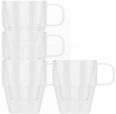 Elle Decor Set of 4 Double Wall Clear Coffee Cups