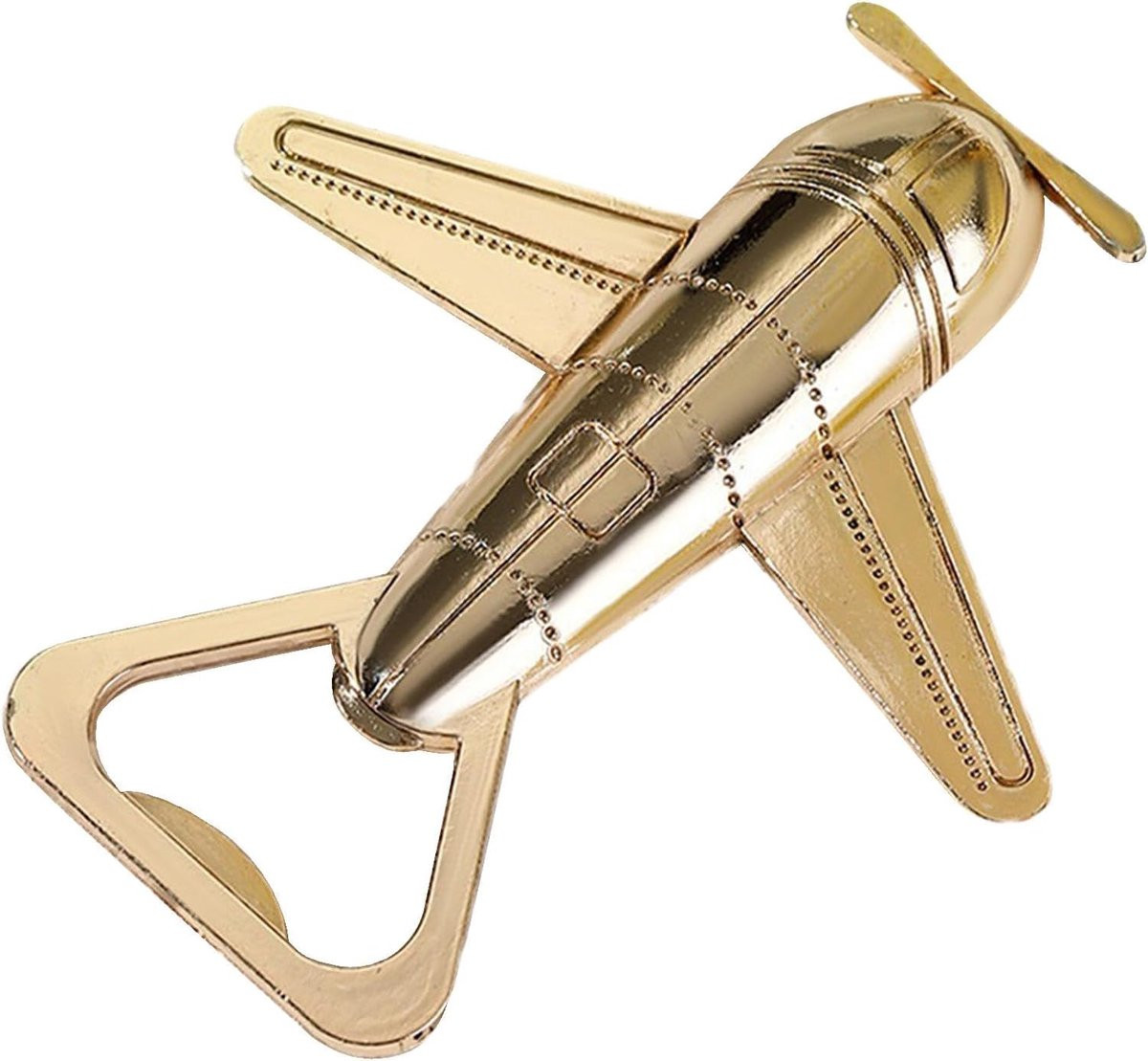 Gouden Vliegtuig Flesopener van Robuust Metaal - 10 x 11 cm
