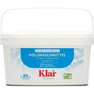 Klar Waschmittel EcoSensitive, Universal, vegan, Pulver, ökologisch, ohne Duft, 4,4 kg, Waschladungen 80
