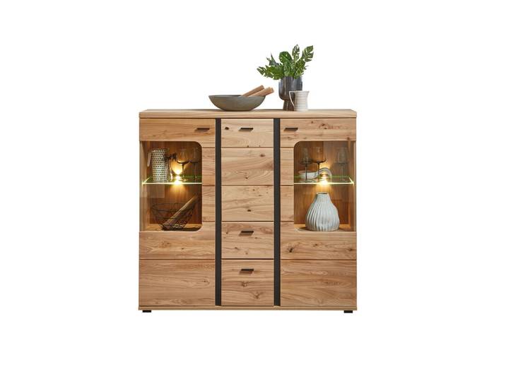 Highboard Sonos II Front Altesche massiv gebürstet 145x134x38 cm