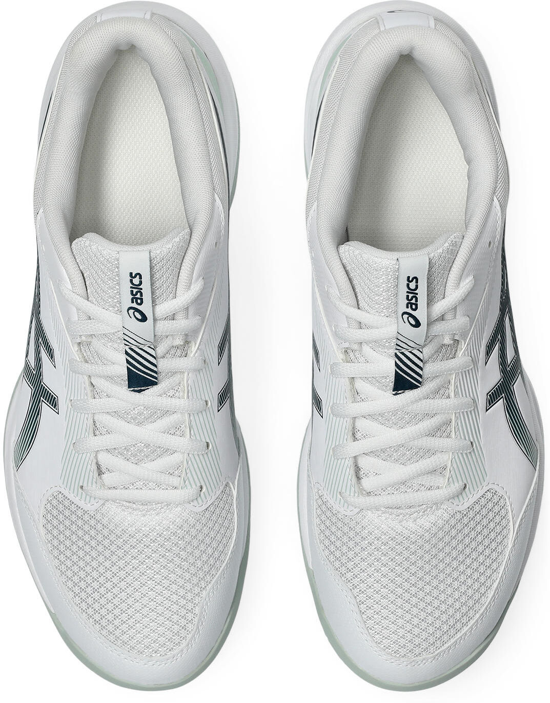 Hallenschuh ASICS "GEL-TASK 4", Herren, Gr. 49, weiss (weiß, tranquil teal), Synthetik, Schuhe Hallenschuh, für Hallensport weiß, tranquil teal 49