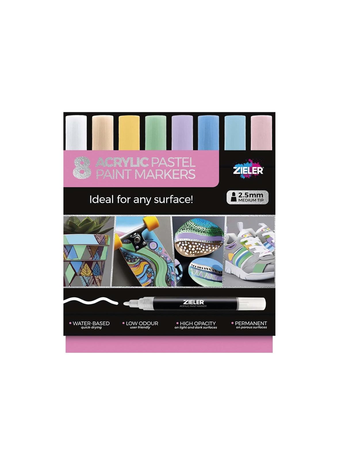 Zieler 8 Acrylic Paint Markers Pastel color