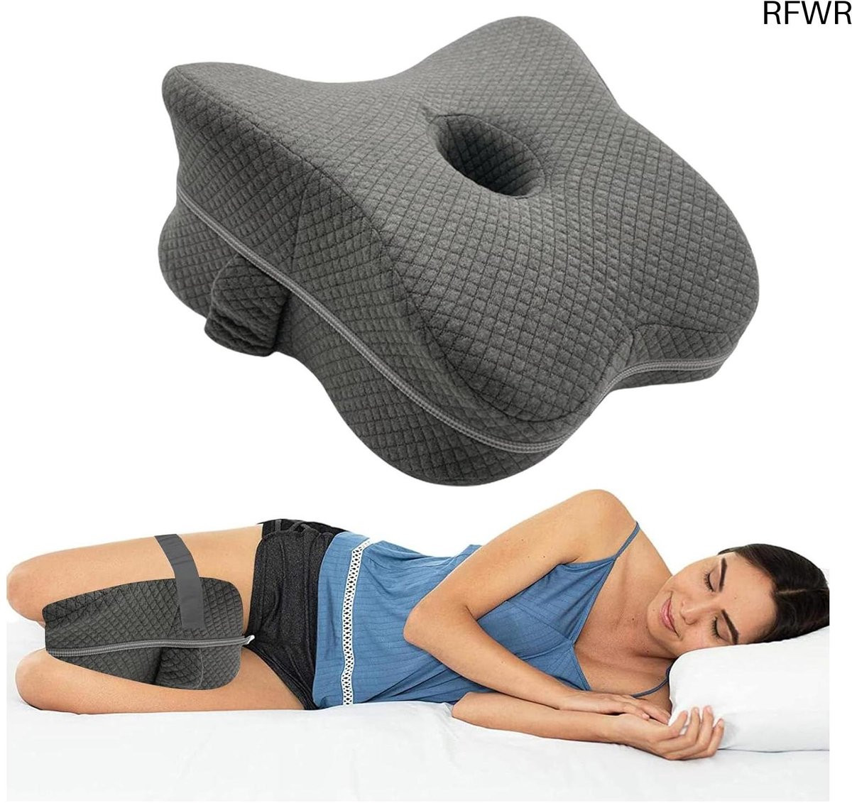 Ergonomisch Kniekussen Grijs - Comfortabel Pijnverlichtend Slaapkussen