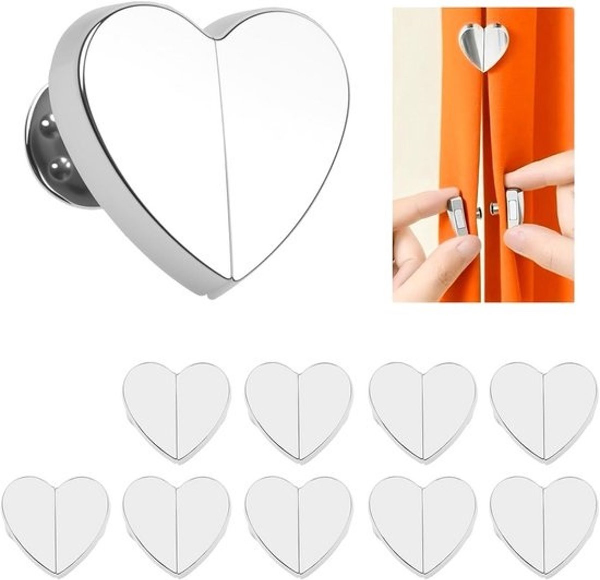 10x Magnetische Douchegordijnclips Hartvormig - Sterke Lekvrije Gordijnhouders