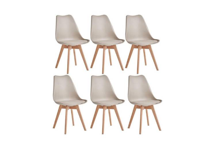 LuxusKollektion Esszimmerstuhl Esszimmerstühle Küchenstühle Polsterung Buchenbeine Khaki 6er-Set