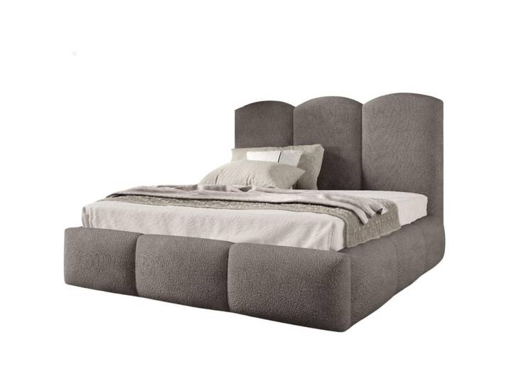 Beautysofa Polsterbett Bero, 160x200, Bouclé-Stoff, Grau, 160x200 cm, Schlafzimmer, Betten, Polsterbetten
