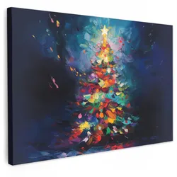 LEINWANDBILD Weihnachtsbaum - Weihnachten - Abstrakt - Farbenfroh Groß 140x90 cm