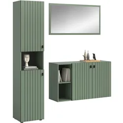 GARDEROBE-SET grün 3-teilig 161 cm, Komplettset mit viel Stauraum
