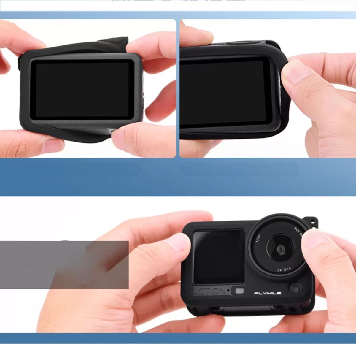 INF Silikon-Schutzcover für Action-Kamera – kompatibel mit DJI Osmo Action 6, waschbarer kratzfester Objektivschutz Blau
