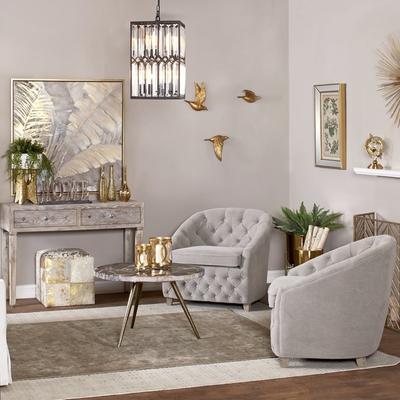 Studio 350 Traditional 30 x 32 Inch White Tufted Arm Chair