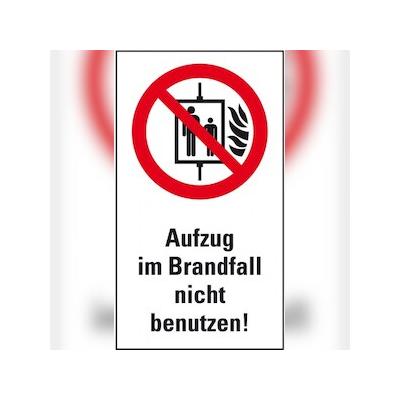 Aufkleber I Verbots-Kombischild Aufzug im Brandfall nicht benutzen, Folie, 140x250mm, ASR A1.3, DIN EN ISO 7010 P020