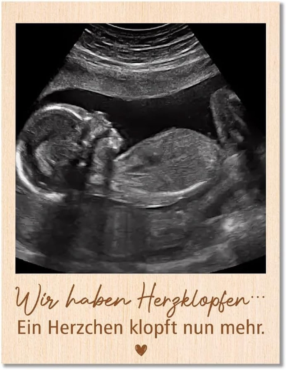 Houten fotolijst voor zwangerschapsaankondiging met echofoto - Ideaal kraamcadeau