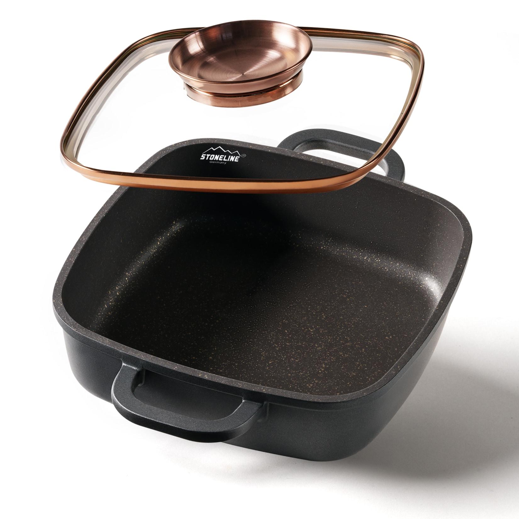STONELINE 20cm Eckpfanne mit Aromaglasdeckel