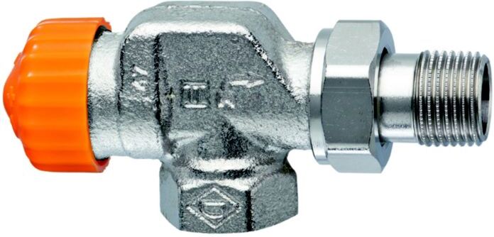 IMI Heimeier Eclipse Thermostatventil 393001000 Axial 3/8", Rotguss vernickelt
