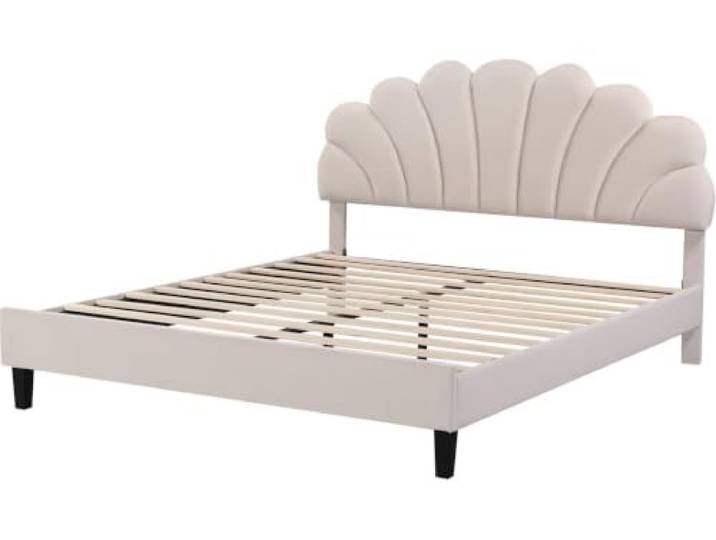habitat et jardin Muschelbett aus Samt Manon - Beige - 140 x 190 cm
