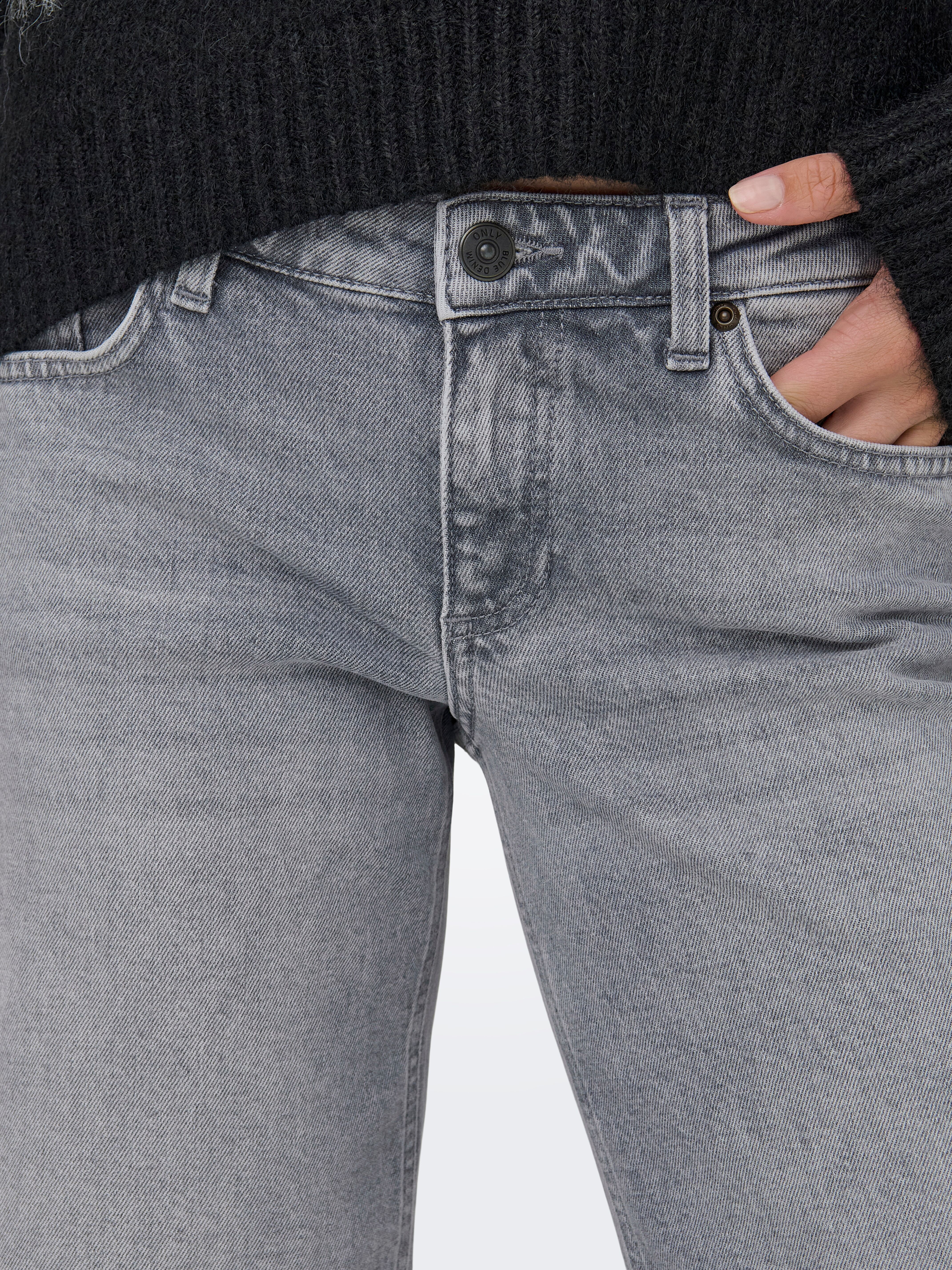 Low-rise-Jeans ONLY "ONLJUICY LW WIDE LEG DNM REA707 NOOS", Damen, Gr. 28, Länge 32, grau (medium grau denim), Denim/Jeans, Obermaterial: 99% Baumwolle, 1% Elasthan, unifarben, lang, Jeans Low-rise-Jeans, Baumwollmischung, low waist, wide fit medium grau 