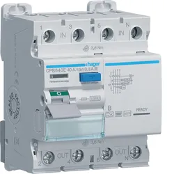 Hager CPB640E Fehlerstromschutzschalter 4 polig 10kA 40A 300mA Typ B S selektiv