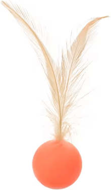 Inspire Curations FeatherBounce Elastic Ball Cat Toy Interactive Chase & Pounce Fun orange