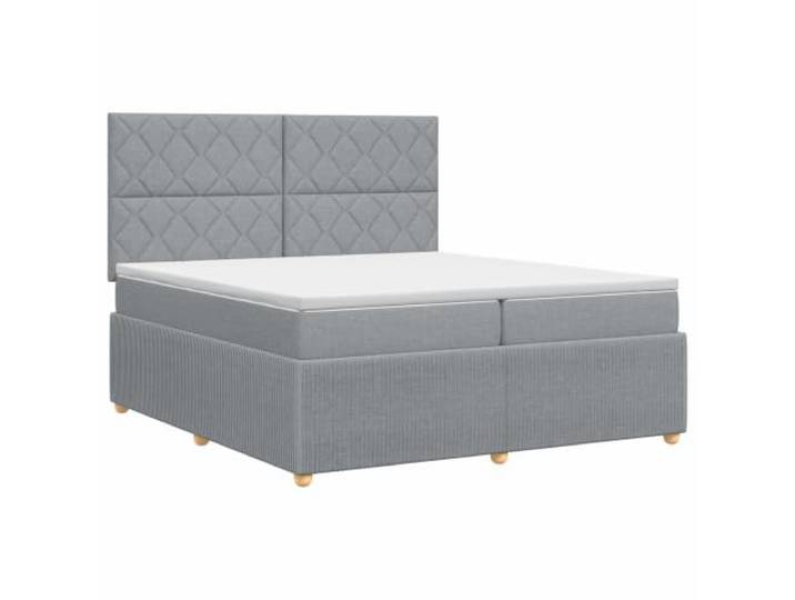 KTHLBRH Boxspringbett mit Matratze Hellgrau 200 x 200 cm Kopfteil verstellbar, Taschenfedern, Topper 5 cm, Polyesterfüllung, waschbare Bezüge