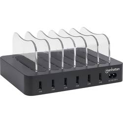 Manhattan 102254 USB Ladestation 50 W 6x USB-A Schwarz, Transparent Innenbereich