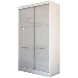 SCHWEBETÜRENSCHRANK Viva 150/216/61 weiß mit Lacobel-Glas
