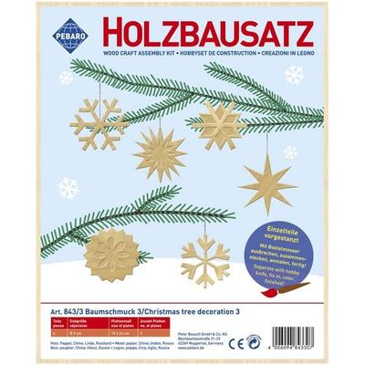 PEBARO 843/3 - Holzbausatz Baumschmuck 3, 6 Teile, Holzkonstruktion zum Zusammenstecken