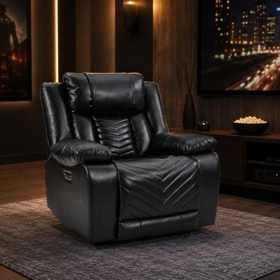 EBELLO Power Recliner Chair with Adjustable Headrest USB & Type-C Charging Ports Blue LED Light Strip