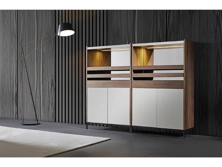 JVmoebel Buffet Elegantes Buffet in Weiß mit schwarzen Edelstahlfüßen (1-St) Made in Europa