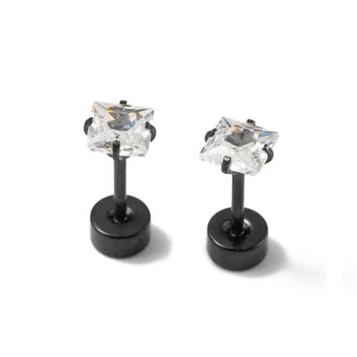 Paar Ohrstecker FIRETTI "Schmuck Geschenk Edelstahl Ohrschmuck Ohrringe Solitär", schwarz (silberfarben, kristallweiß, kristallweiß), Ohrringe, Damen, Edelstahl, Made in Germany - mit Zirkonia (synth.)