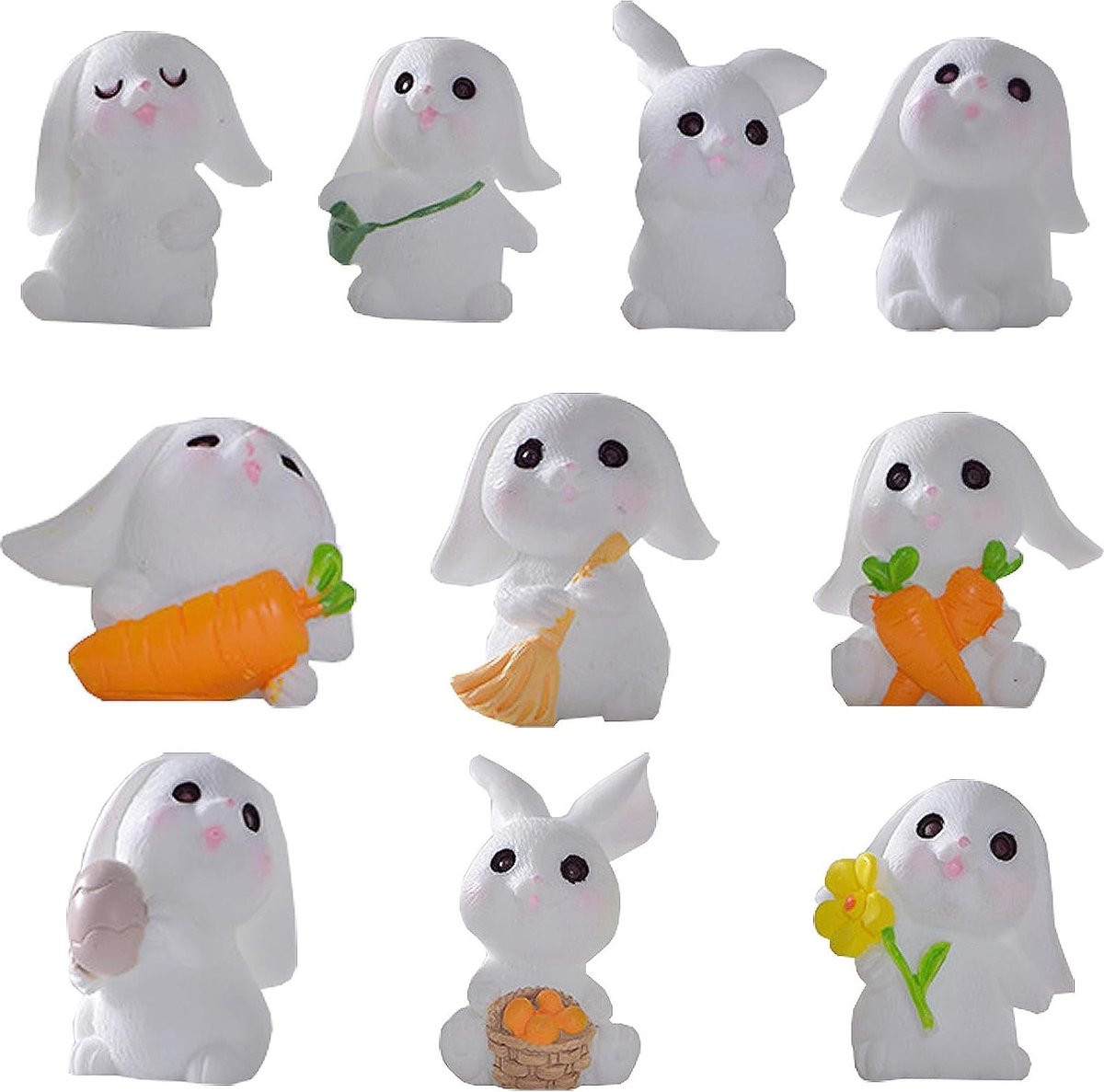 Set van 20 Paashaas Decoraties - Polyresin Miniatuur Figuren voor Tuin en Tafeldecoratie